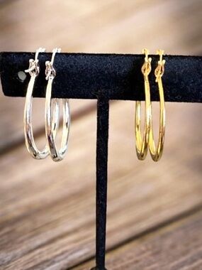 New hoop earrings bundle gold & silver tone